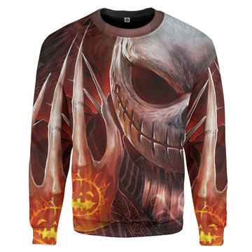 Gearhumans 3D Jack Skellington Pumpkin Halloween Custom Sweatshirt Apparel