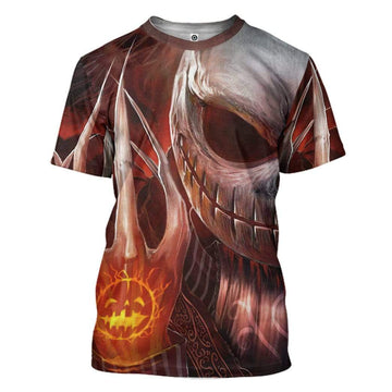 Gearhumans 3D Jack Skellington Pumpkin Halloween Custom Tshirt Apparel