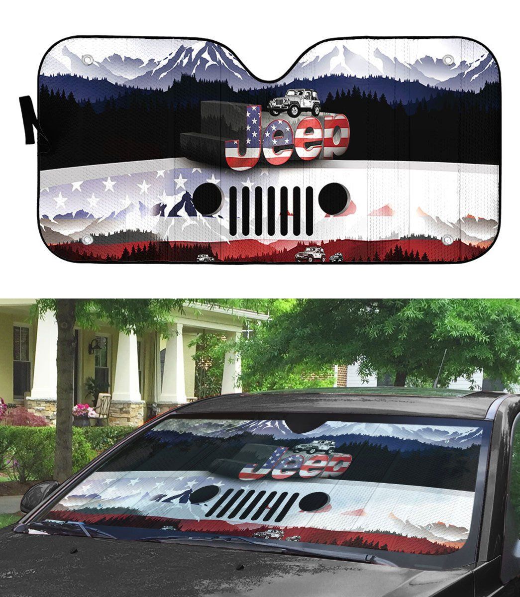 Gearhuman 3D Jeep American Flag Sunshade ZZ2805212 Auto Sunshade 
