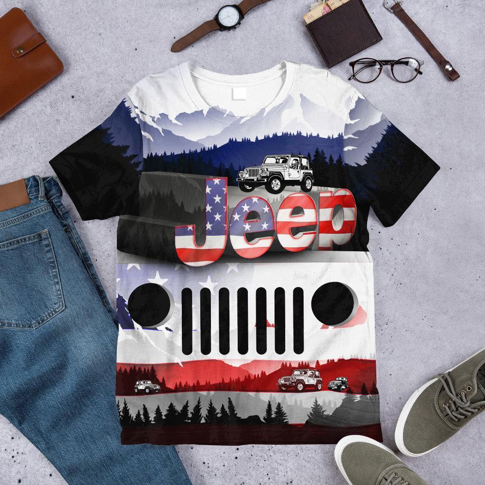 Gearhuman 3D Jeep American Flag Tshirt Hoodie Apparel ZZ2705213 3D Apparel 