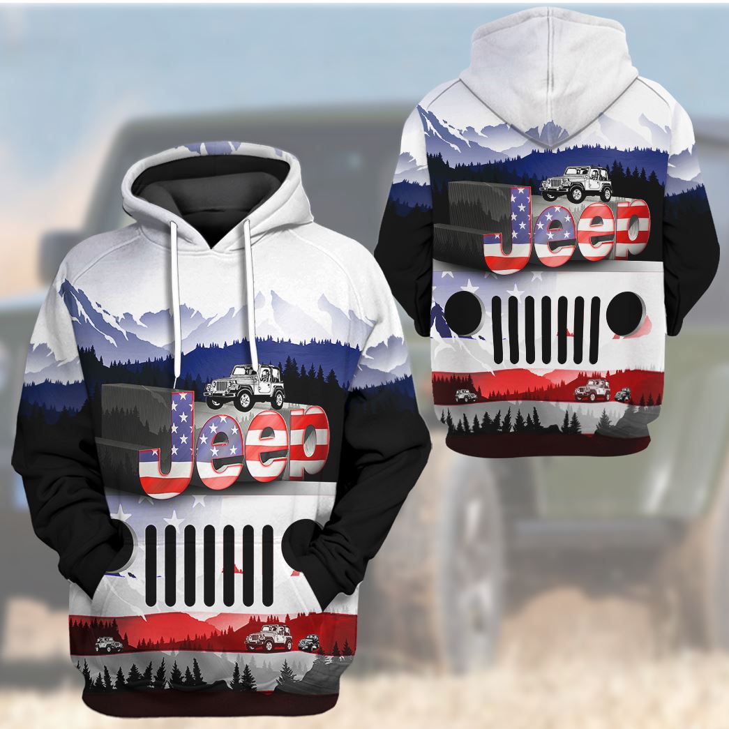 Gearhuman 3D Jeep American Flag Tshirt Hoodie Apparel ZZ2705213 3D Apparel 