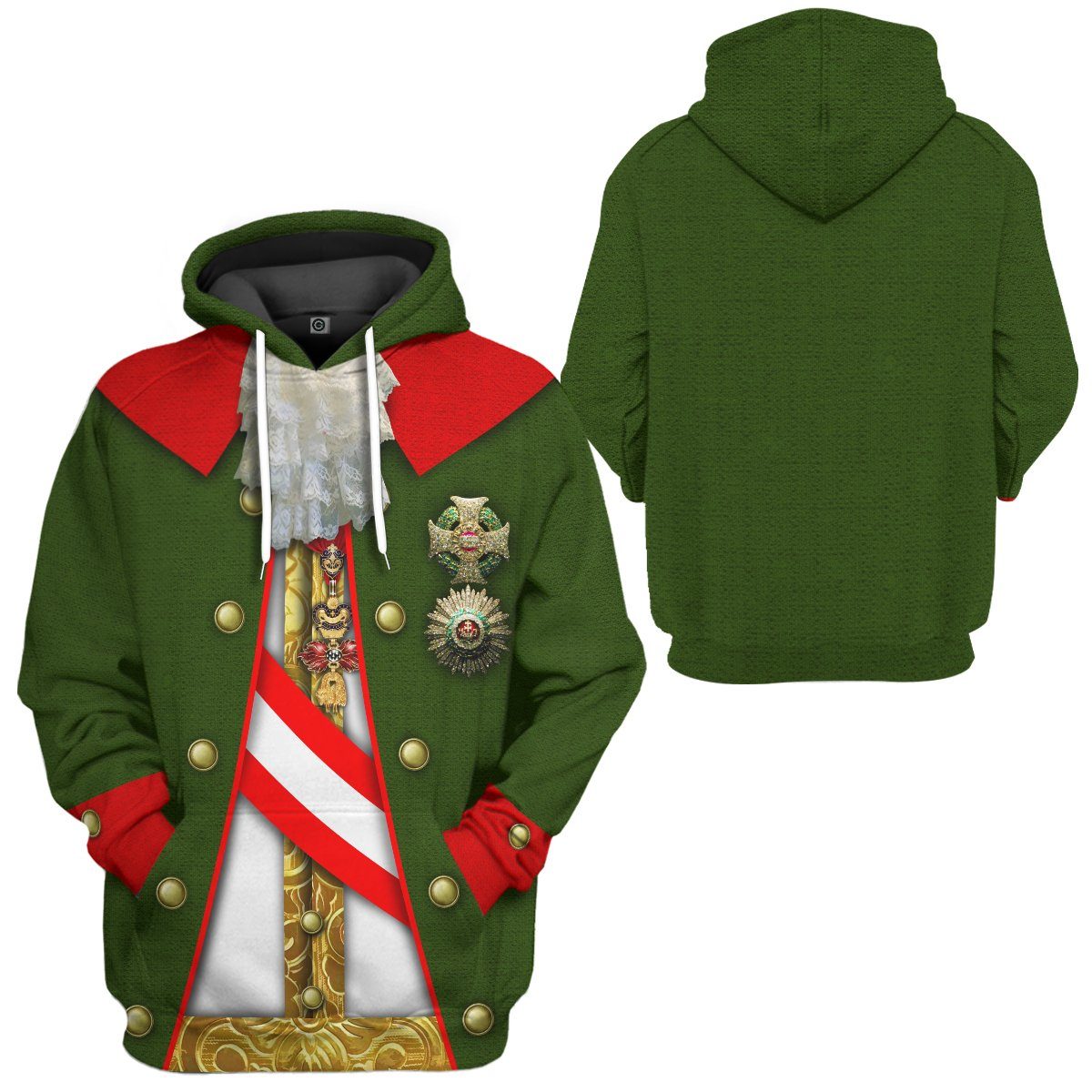 Gearhuman 3D Joseph II Holy Roman Emperor Custom Hoodie Apparel GV07093 3D Custom Fleece Hoodies 