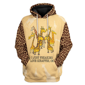 Gearhumans 3D Just Freaking Love Giraffes Tshirt Hoodie Apparel