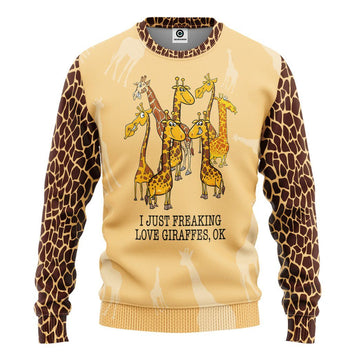 Gearhumans 3D Just Freaking Love Giraffes Tshirt Hoodie Apparel