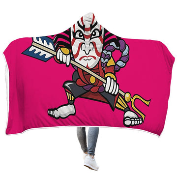 Gearhumans 3D Kabuki Mask Weapon Exotic Samurai Hooded Blanket