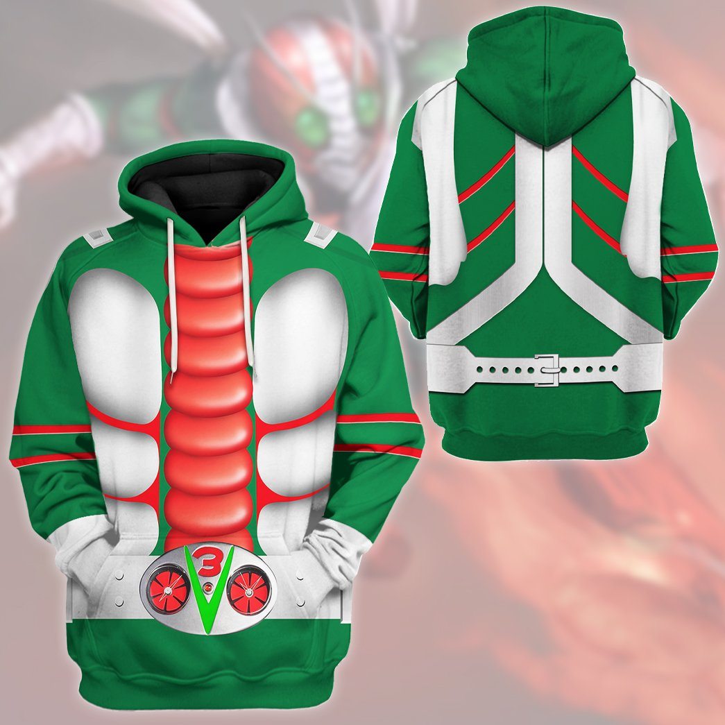 Gearhuman 3D Kamen Rider V3 Tshirt Hoodie Apparel GB250116 3D Apparel