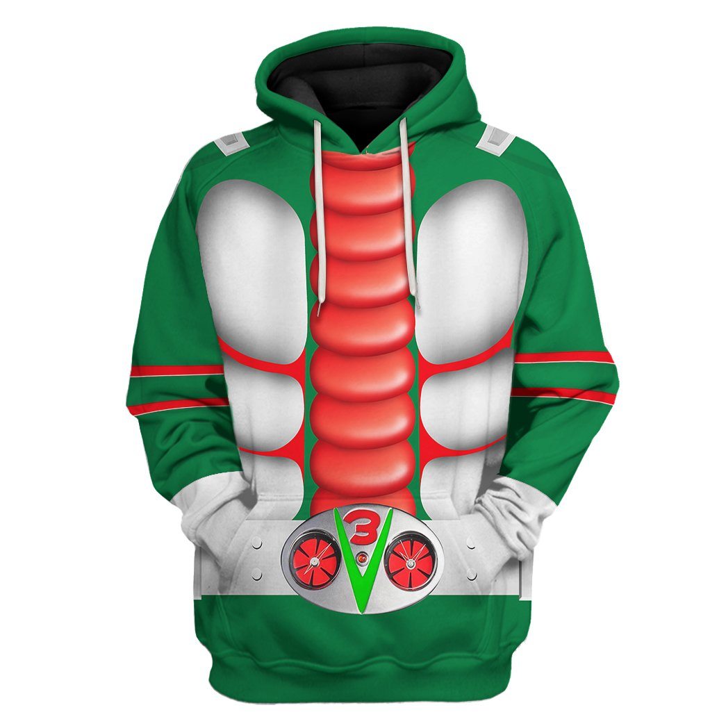 Gearhuman 3D Kamen Rider V3 Tshirt Hoodie Apparel GB250116 3D Apparel Hoodie S