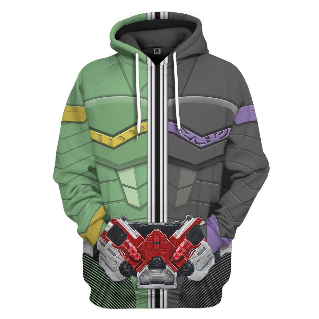 Gearhuman 3D Kamen Rider W Cyclone Joker Form Tshirt Hoodie Apparel GB250112 3D Apparel Hoodie S