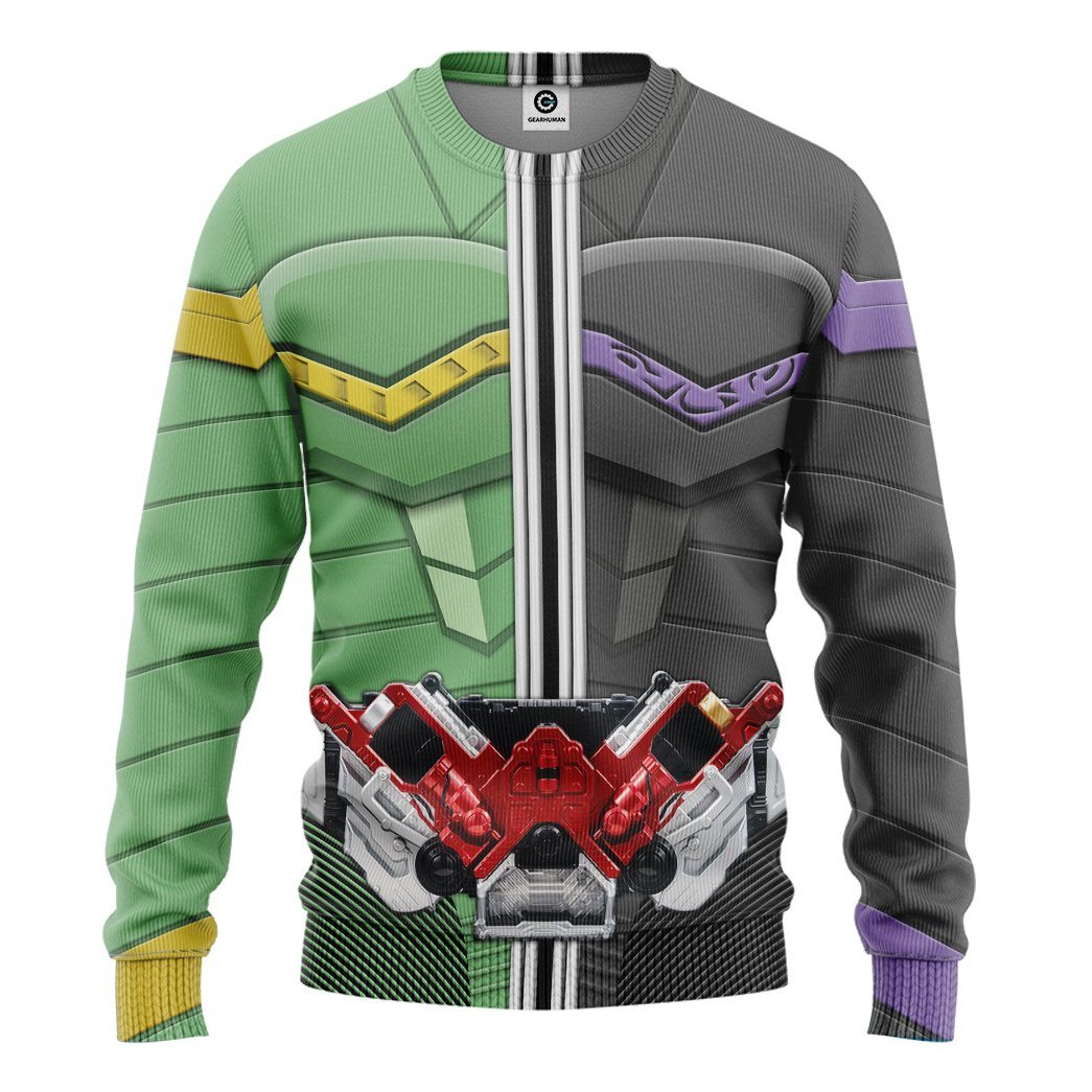Gearhuman 3D Kamen Rider W Cyclone Joker Form Tshirt Hoodie Apparel GB250112 3D Apparel Long Sleeve S