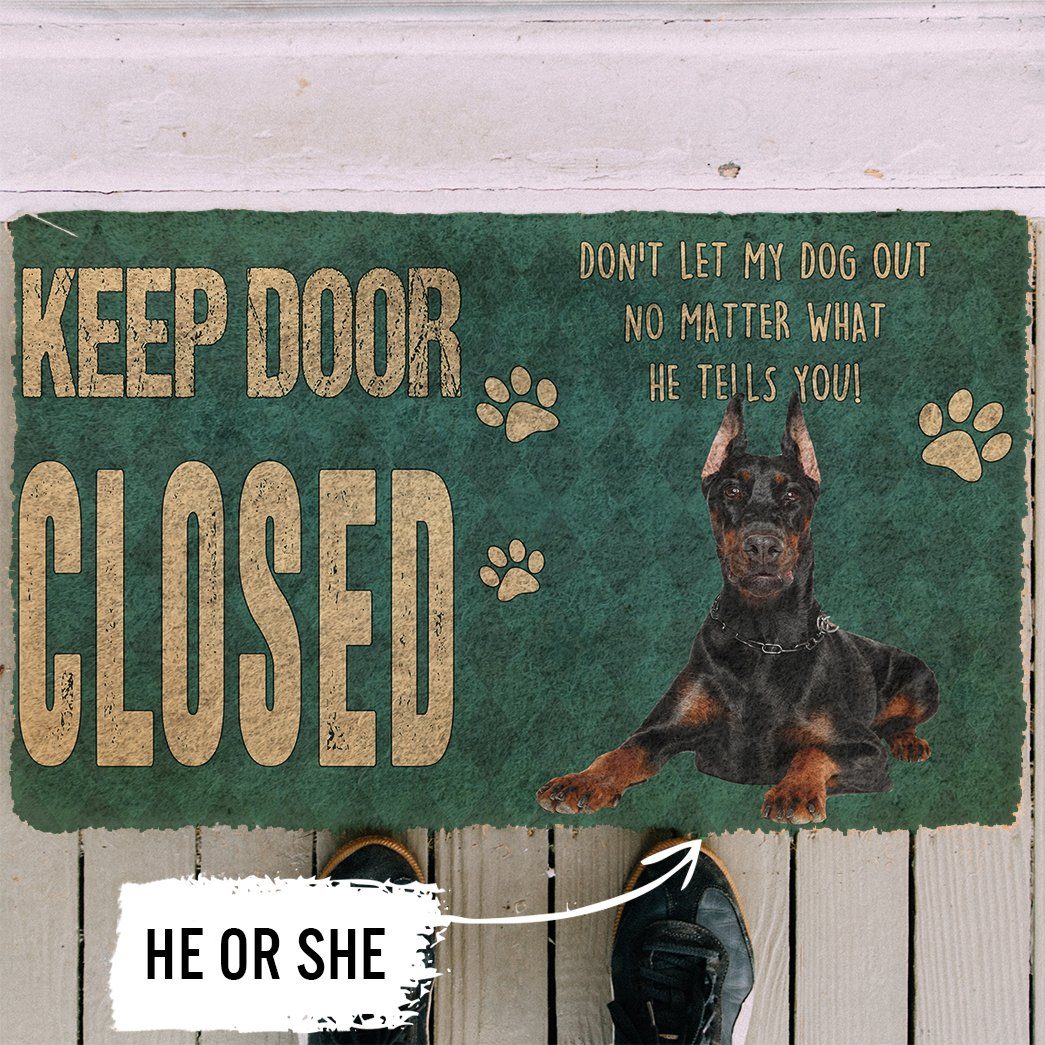 Gearhuman 3D Keep Door Closed Doberman Pinschers Dog Custom Gender Doormat GV270110 Doormat