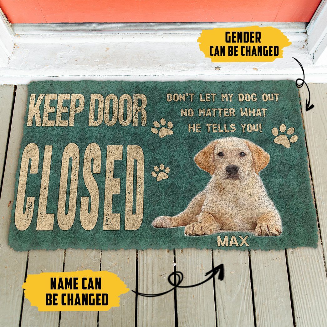 Gearhuman 3D Keep Door Closed Labrador Retrievers Dog Custom Name Doormat GV27016 Doormat