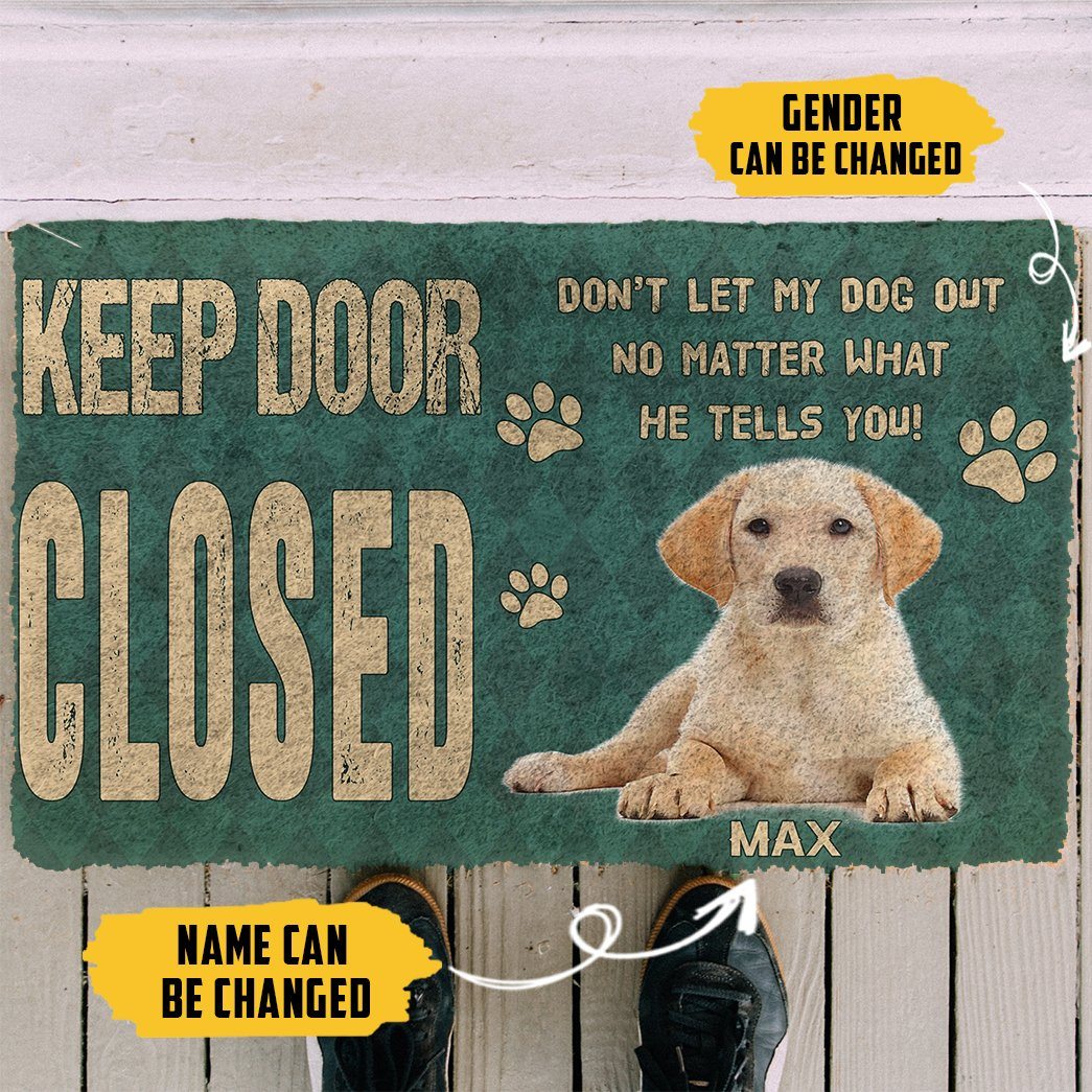 Gearhuman 3D Keep Door Closed Labrador Retrievers Dog Custom Name Doormat GV27016 Doormat