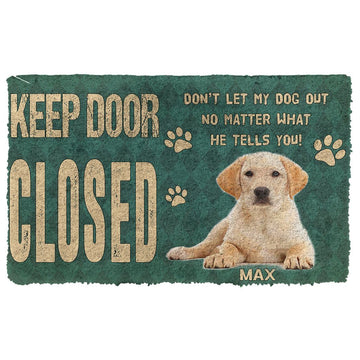 Gearhumans 3D Keep Door Closed Labrador Retrievers Dog Custom Name Doormat
