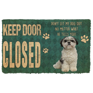 Gearhuman 3D Keep Door Closed Shih Tzu Dog Custom Gender Doormat GV27019 Doormat Doormat S(15,8''x23,6'')