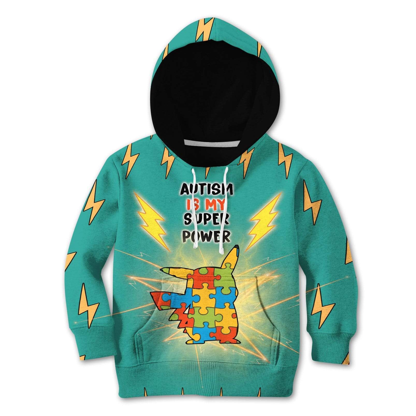 Gearhuman 3D Kid Autism Is My Super Power Custom T-Shirts Hoodie Apparel GA25023 Kid 3D Apparel Kid Hoodie 2XS 