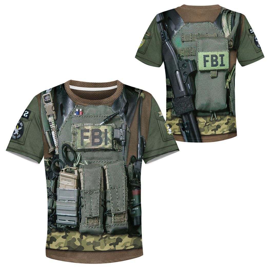 Gearhuman 3D Kid FBI Uniform Custom Tshirt Hoodie Apparel CK031217 Kid 3D Apparel 