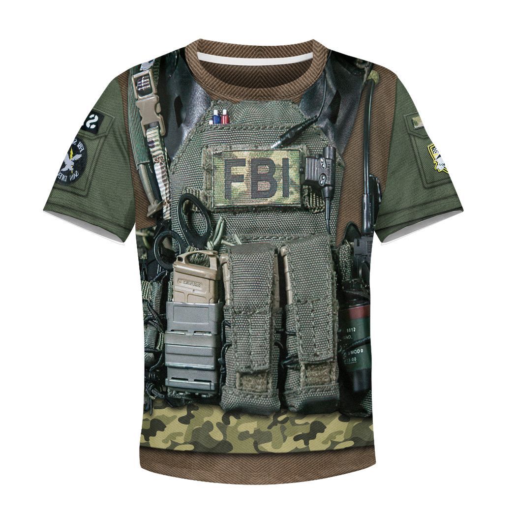Gearhuman 3D Kid FBI Uniform Custom Tshirt Hoodie Apparel CK031217 Kid 3D Apparel T-Shirt S 