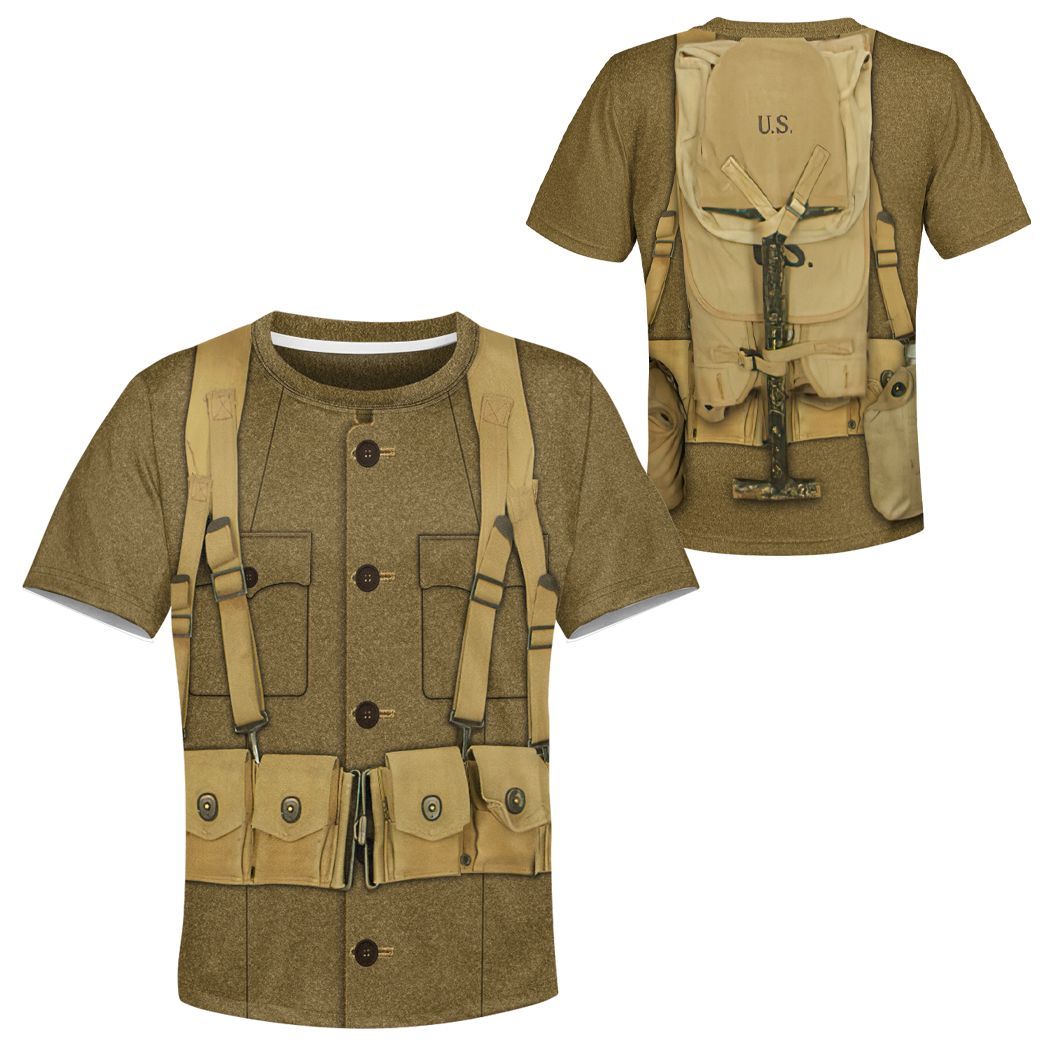Gearhuman 3D Kid WW1 Soldier Uniform Custom Tshirt Hoodie Apparel CK07126 Kid 3D Apparel 