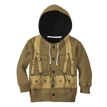 Gearhuman 3D Kid WW1 Soldier Uniform Custom Tshirt Hoodie Apparel CK07126 Kid 3D Apparel Kid Hoodie S 