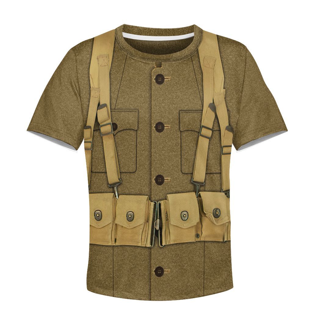 Gearhuman 3D Kid WW1 Soldier Uniform Custom Tshirt Hoodie Apparel CK07126 Kid 3D Apparel Kid T-Shirt S 