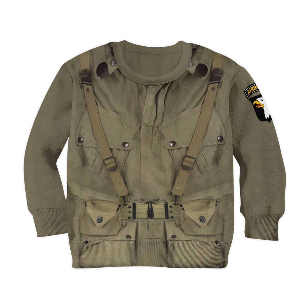 Gearhuman 3D Kid WW2 Paratroopers Uniform Custom Tshirt Hoodie Apparel CK07121 Kid 3D Apparel Kid Long Sleeve S 