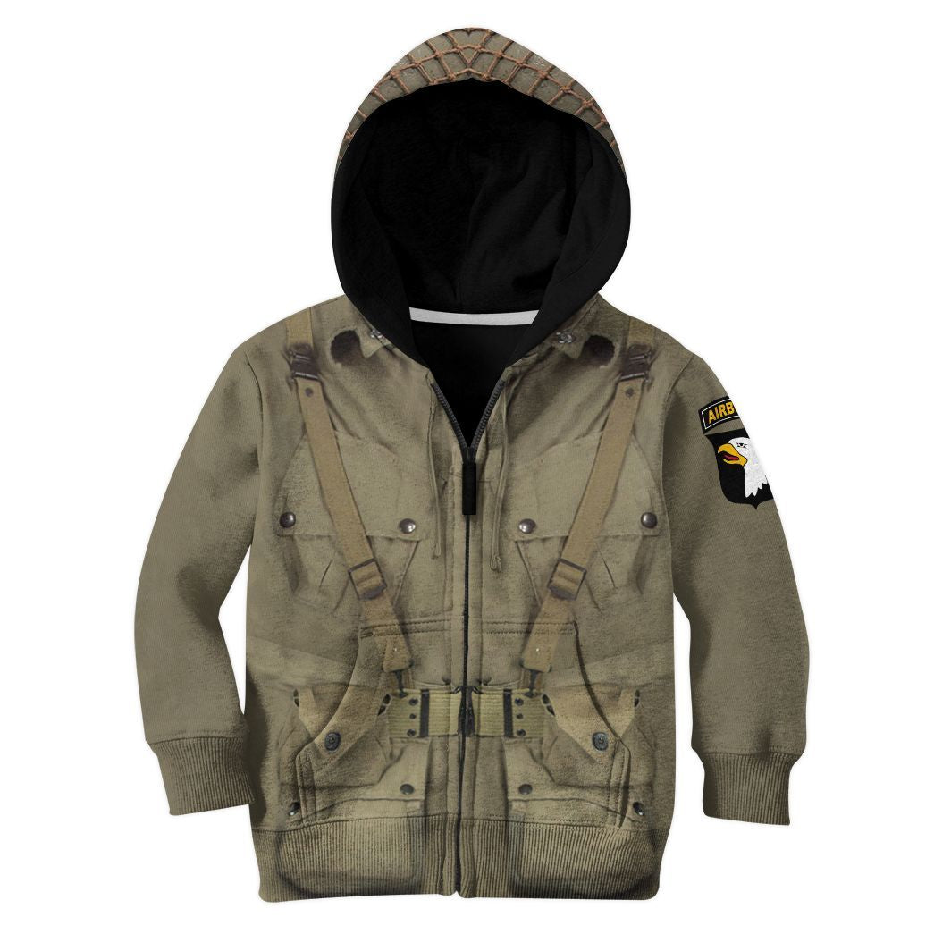 Gearhuman 3D Kid WW2 Paratroopers Uniform Custom Tshirt Hoodie Apparel CK07121 Kid 3D Apparel Kid Zip Hoodie S 