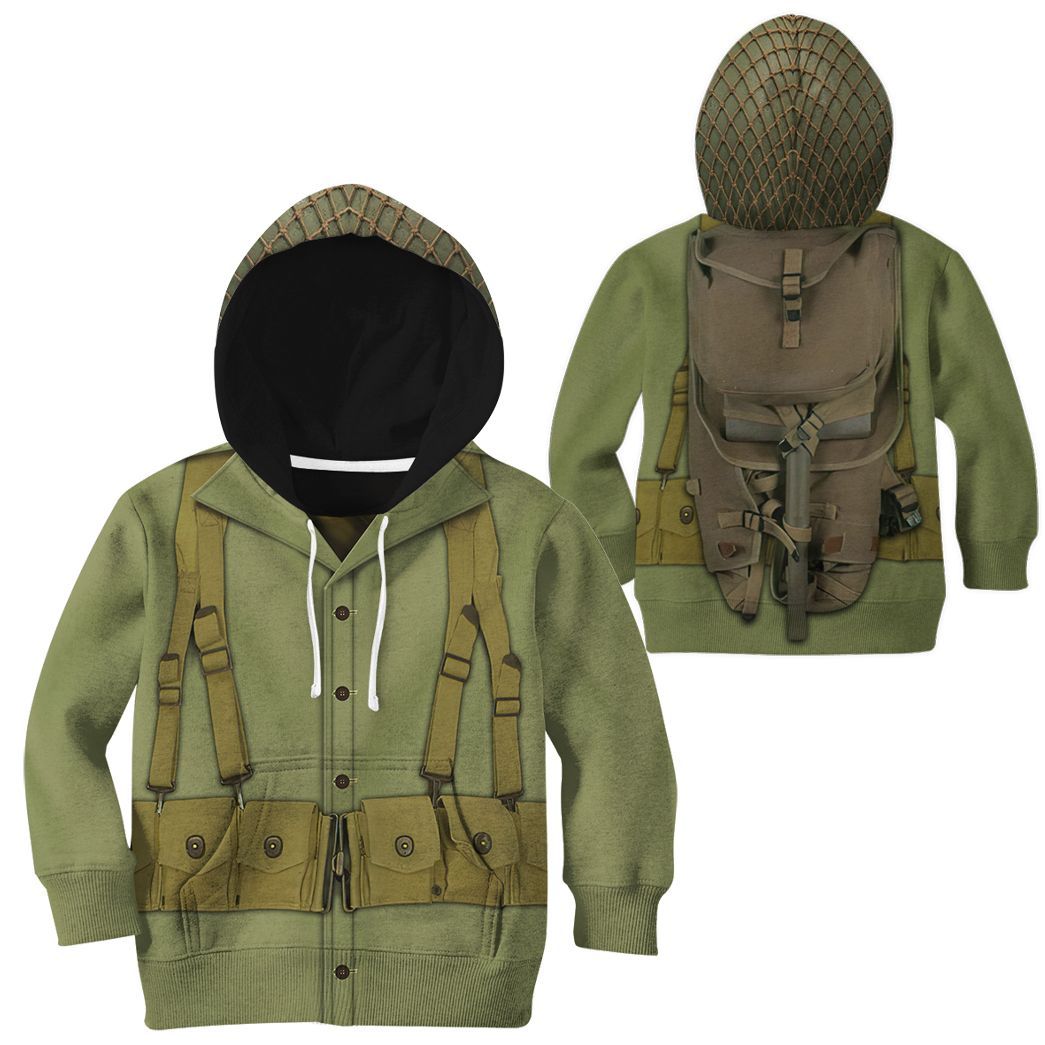 Gearhuman 3D Kid WW2 Soldier Uniform Custom Tshirt Hoodie Apparel CK07122 Kid 3D Apparel 