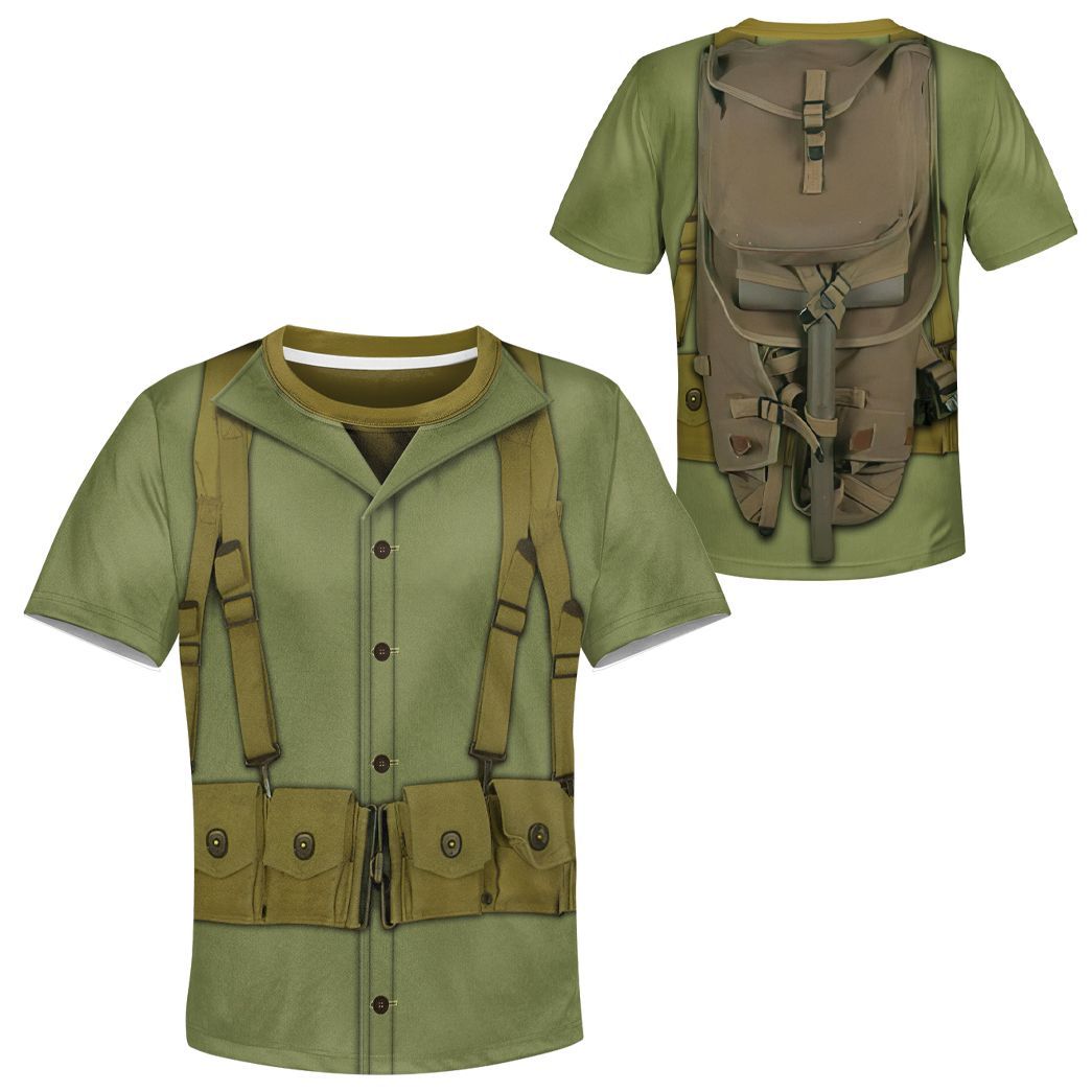 Gearhuman 3D Kid WW2 Soldier Uniform Custom Tshirt Hoodie Apparel CK07122 Kid 3D Apparel 