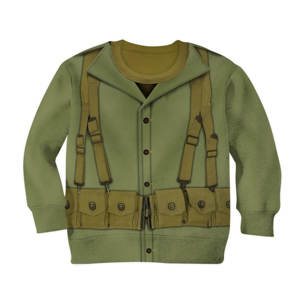 Gearhuman 3D Kid WW2 Soldier Uniform Custom Tshirt Hoodie Apparel CK07122 Kid 3D Apparel Long Sleeve S 