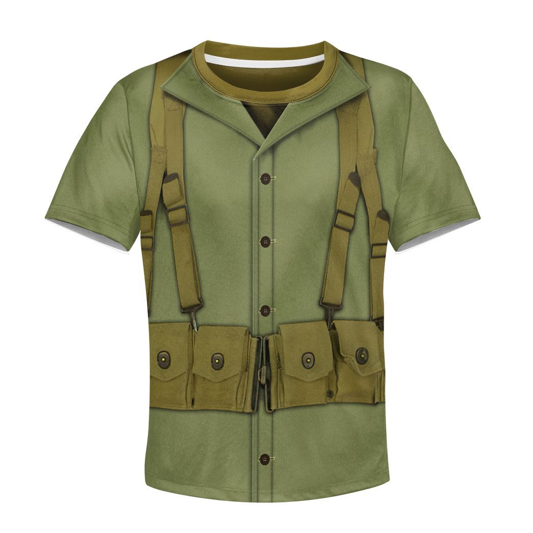 Gearhuman 3D Kid WW2 Soldier Uniform Custom Tshirt Hoodie Apparel CK07122 Kid 3D Apparel T-Shirt S 