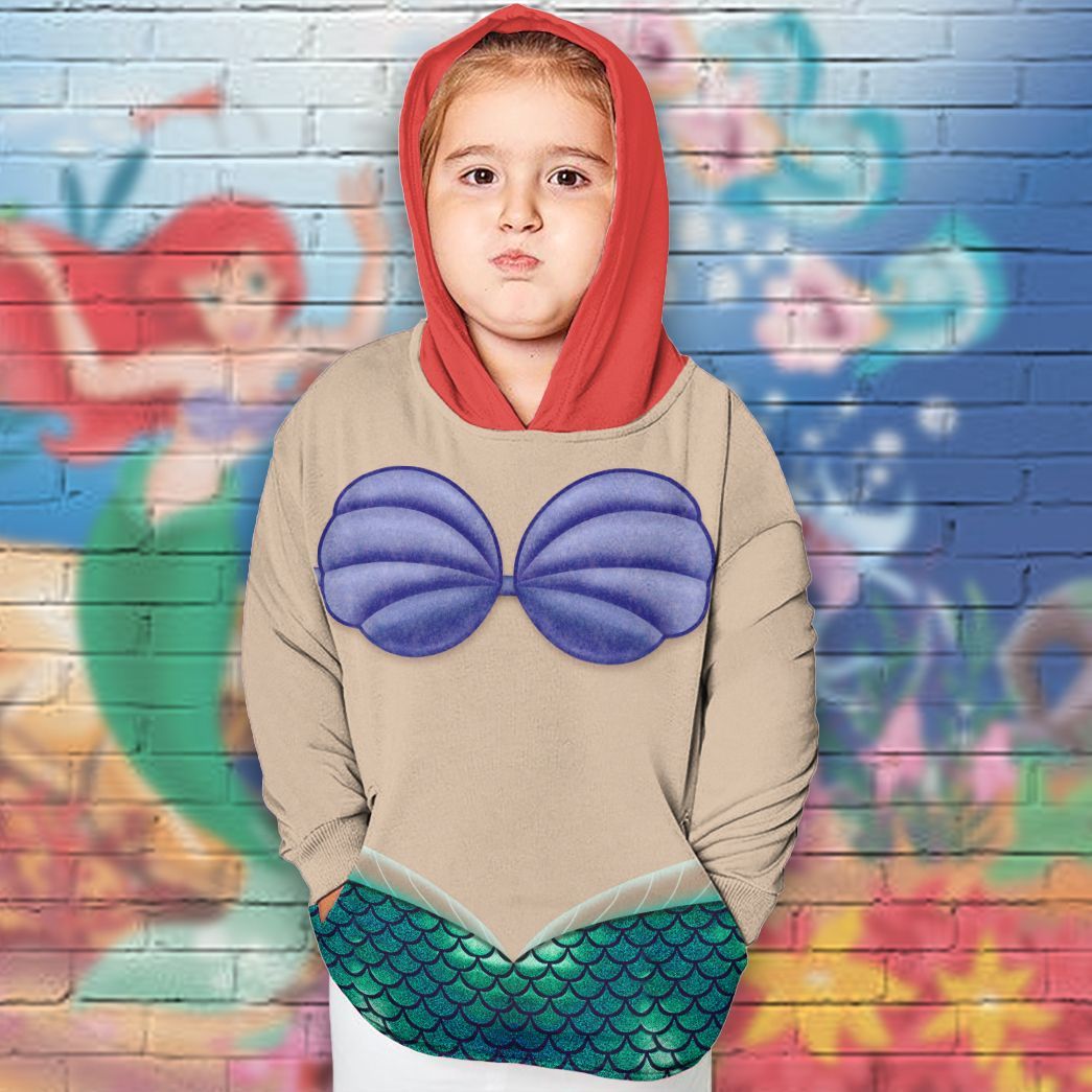 Gearhuman 3D Kids Ariel Mermaid Custom Tshirt Hoodie Appreal CC11122 Kid 3D Apparel 