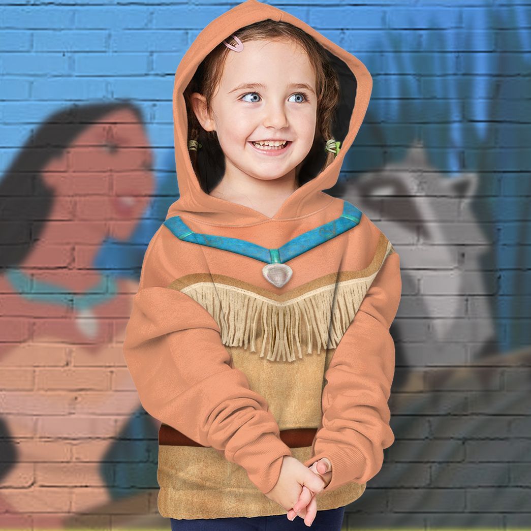 Gearhuman 3D Kids Pocahontas Princess Custom Tshirt Hoodie Appreal CC11127 Kid 3D Apparel 