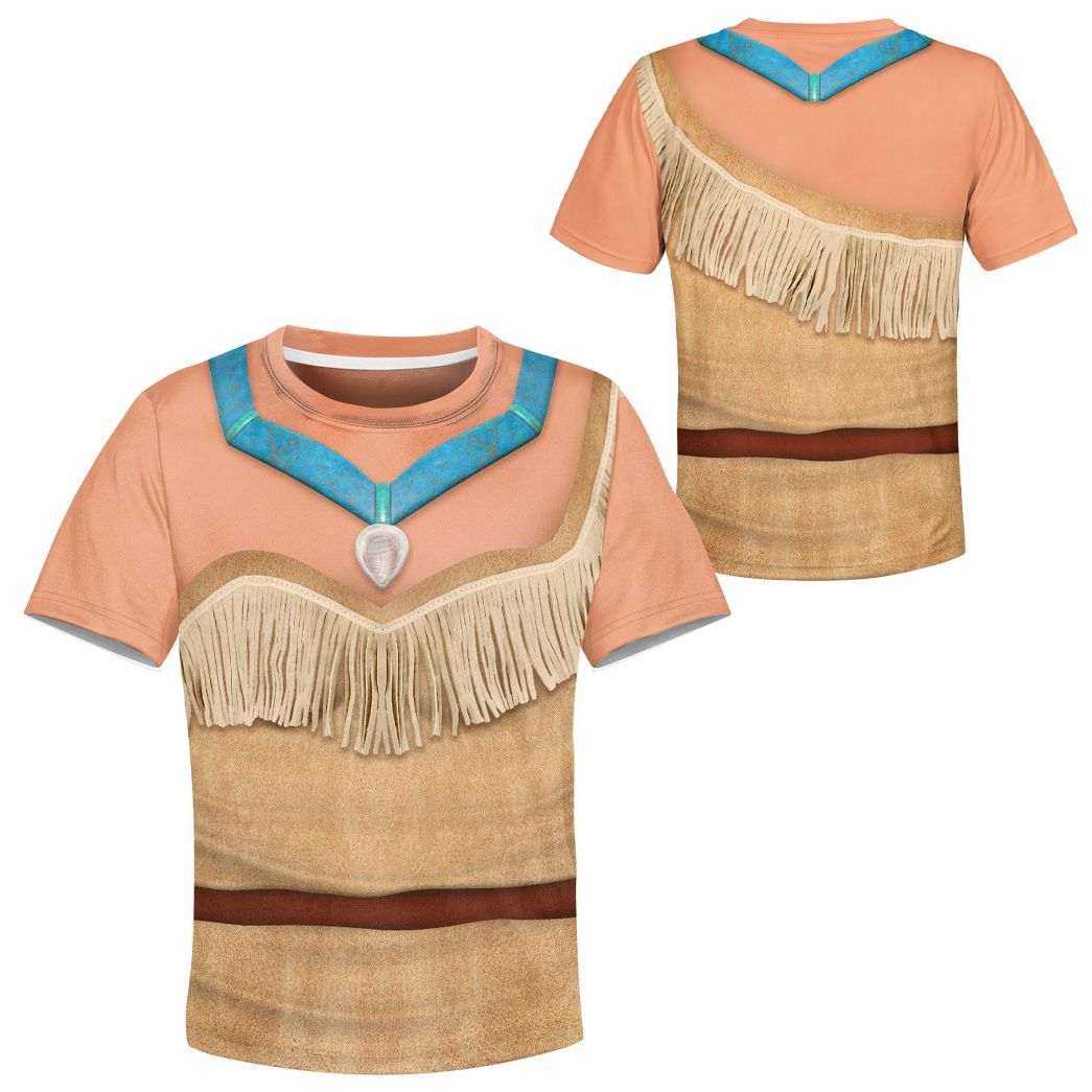 Gearhuman 3D Kids Pocahontas Princess Custom Tshirt Hoodie Appreal CC11127 Kid 3D Apparel 