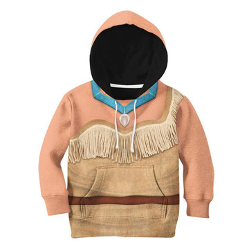 Gearhuman 3D Kids Pocahontas Princess Custom Tshirt Hoodie Appreal CC11127 Kid 3D Apparel Kid Hoodie XS 