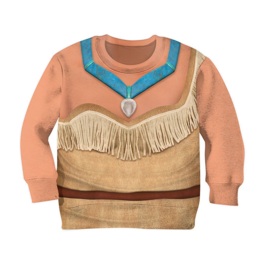 Gearhuman 3D Kids Pocahontas Princess Custom Tshirt Hoodie Appreal CC11127 Kid 3D Apparel Kid Sweatshirt 2XS 