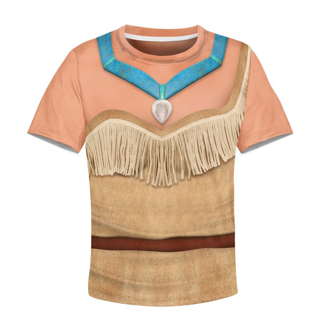 Gearhuman 3D Kids Pocahontas Princess Custom Tshirt Hoodie Appreal CC11127 Kid 3D Apparel Kid T-Shirt XS 