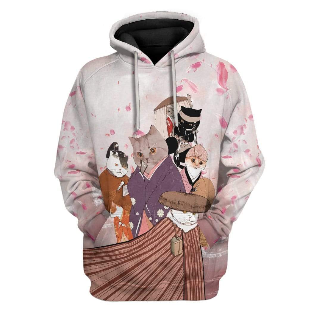 Gearhuman 3D Kimono Cats Custom T-Shirts Hoodies Apparel HD-TA1302204 3D Custom Fleece Hoodies Hoodie S 