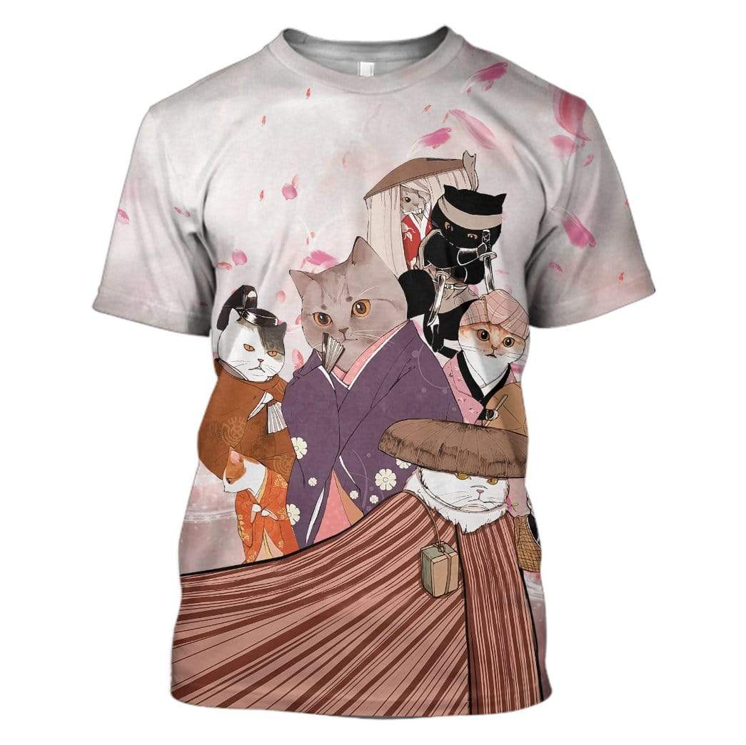 Gearhuman 3D Kimono Cats Custom T-Shirts Hoodies Apparel HD-TA1302204 3D Custom Fleece Hoodies T-Shirt S 