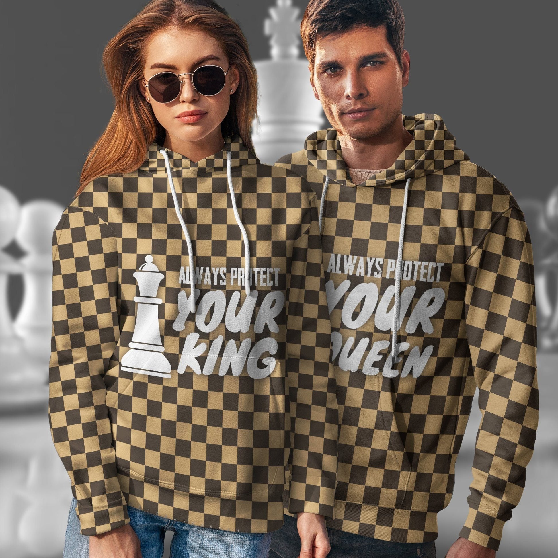 Gearhuman 3D King Chessboard Couple Tshirt Hoodie Apparel GB150116 3D Apparel 