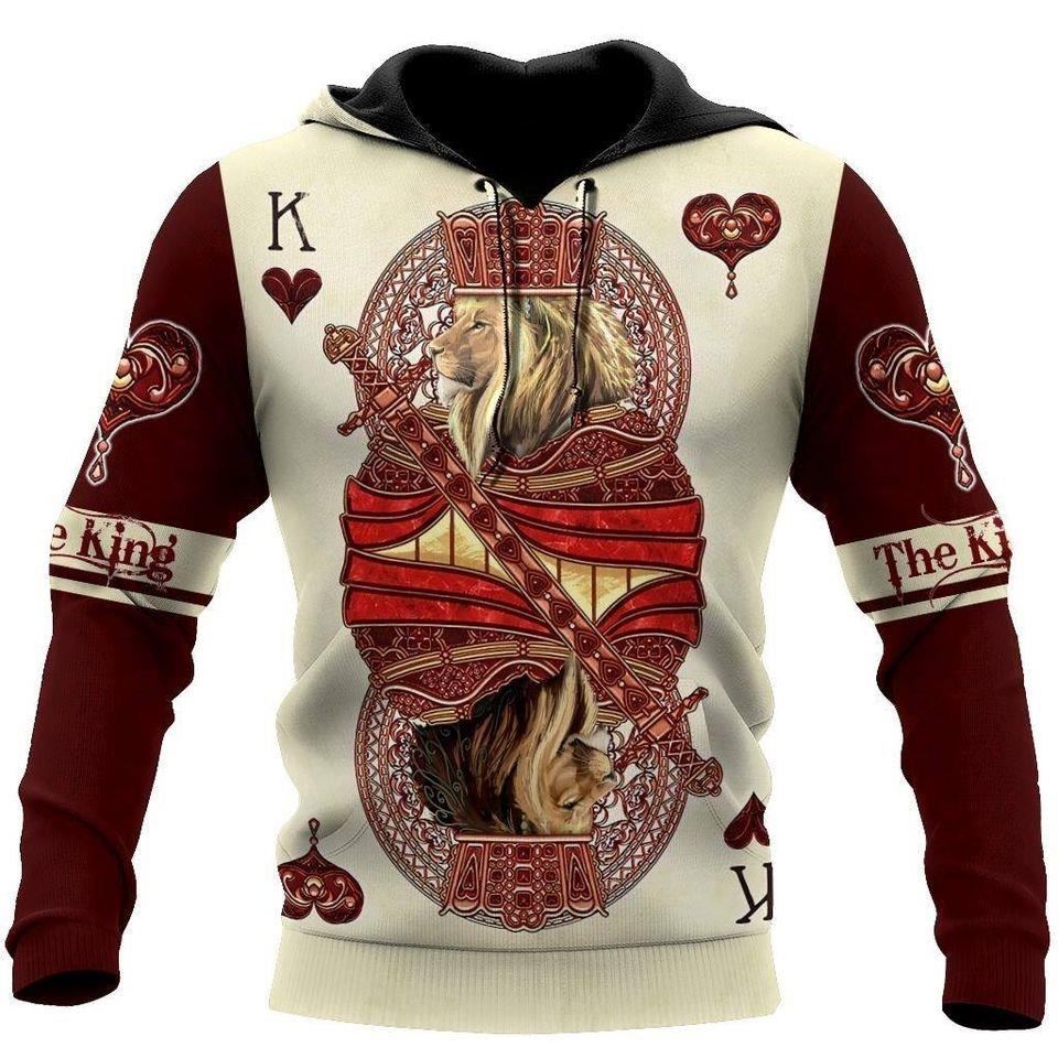 Gearhuman 3D King Hearts Lion Poker Custom Name Tshirt Hoodie Apparel GB31125 3D Apparel 