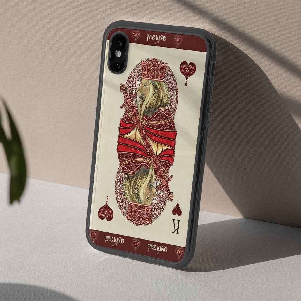 Gearhuman 3D King Hearts Lion Poker Custom Phonecase GB31124 Glass Phone Case 