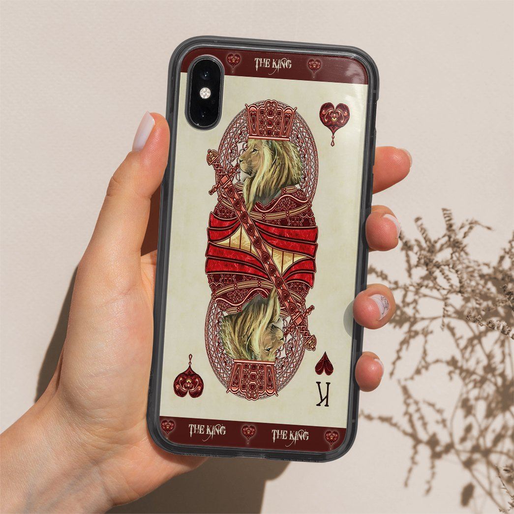 Gearhuman 3D King Hearts Lion Poker Custom Phonecase GB31124 Glass Phone Case 