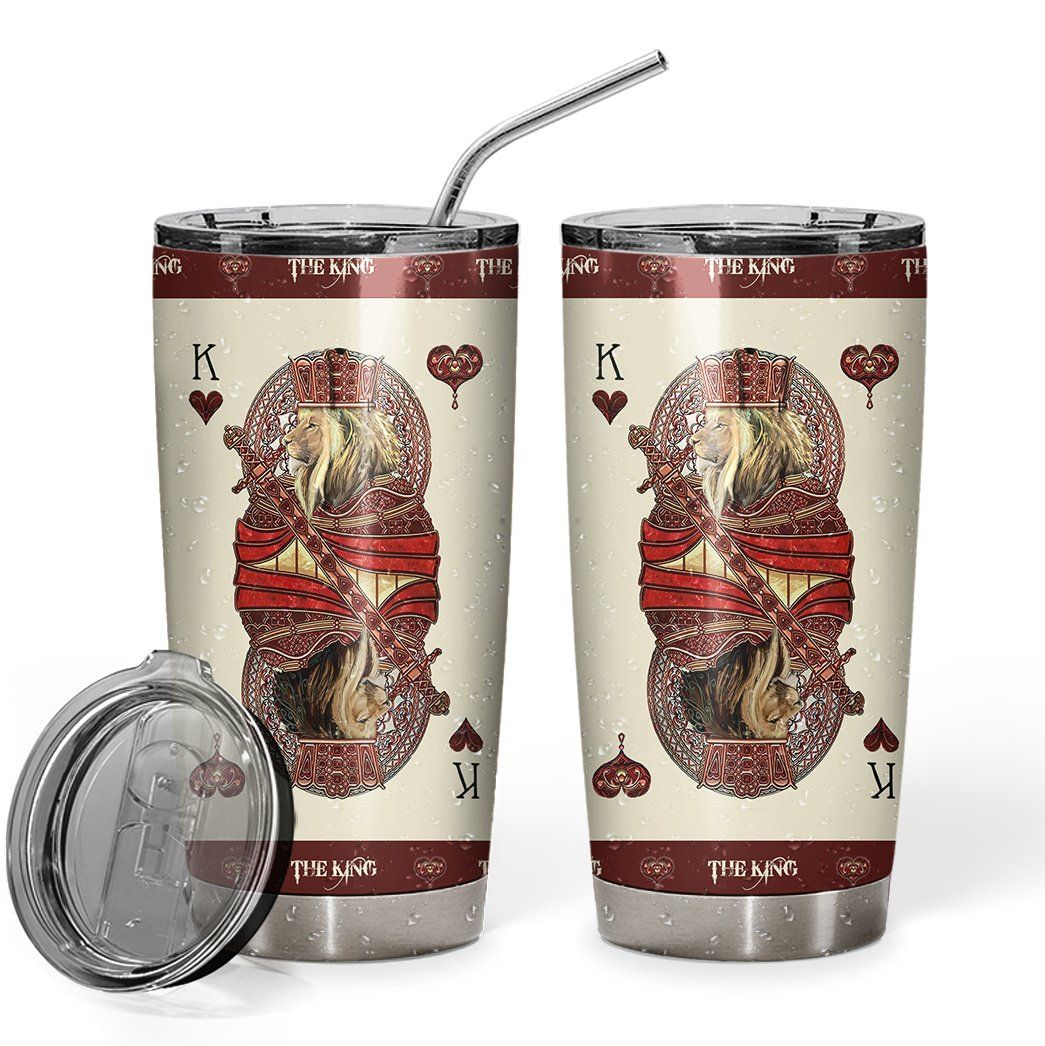 Gearhuman 3D King Hearts Lion Poker Custom Tumbler GB24125 Tumbler 20oz/Short 