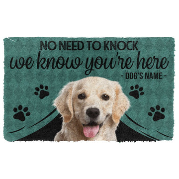 Gearhuman 3D Labrador Retriever We Know Youre Here Custom Name Doormat GW29015 Doormat Doormat S(15,8''x23,6'')
