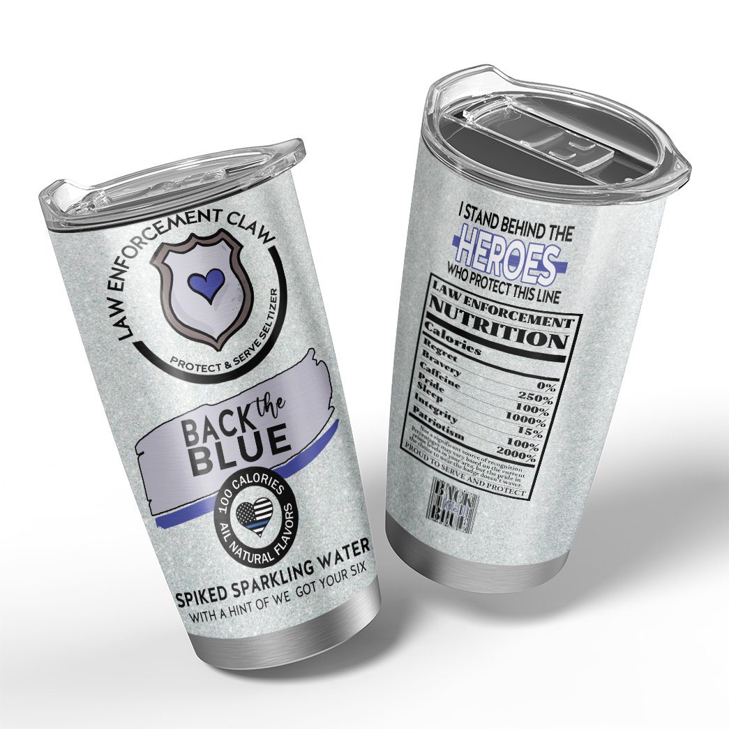 Gearhuman 3D Law Enforcement Claw Back The Blue Custom Design Vacuum Insulated Glitter Tumbler GV01108 Glitter Tumbler 