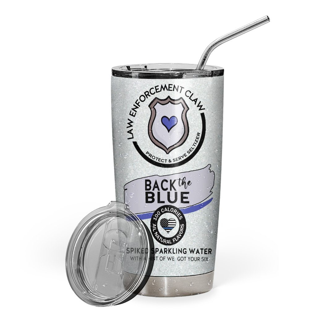 Gearhuman 3D Law Enforcement Claw Back The Blue Custom Design Vacuum Insulated Glitter Tumbler GV01108 Glitter Tumbler Glitter/Short 20oz 