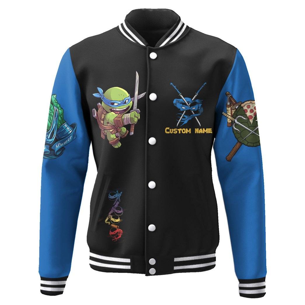 Gearhuman 3D Leonardo TMNT Leo Cosplay Blue Custom Name Baseball Jacket GV180112 Baseball Jacket 