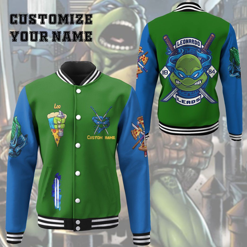 Gearhuman 3D Leonardo TMNT Leo Cosplay Custom Baseball Jacket GV18012 Baseball Jacket 
