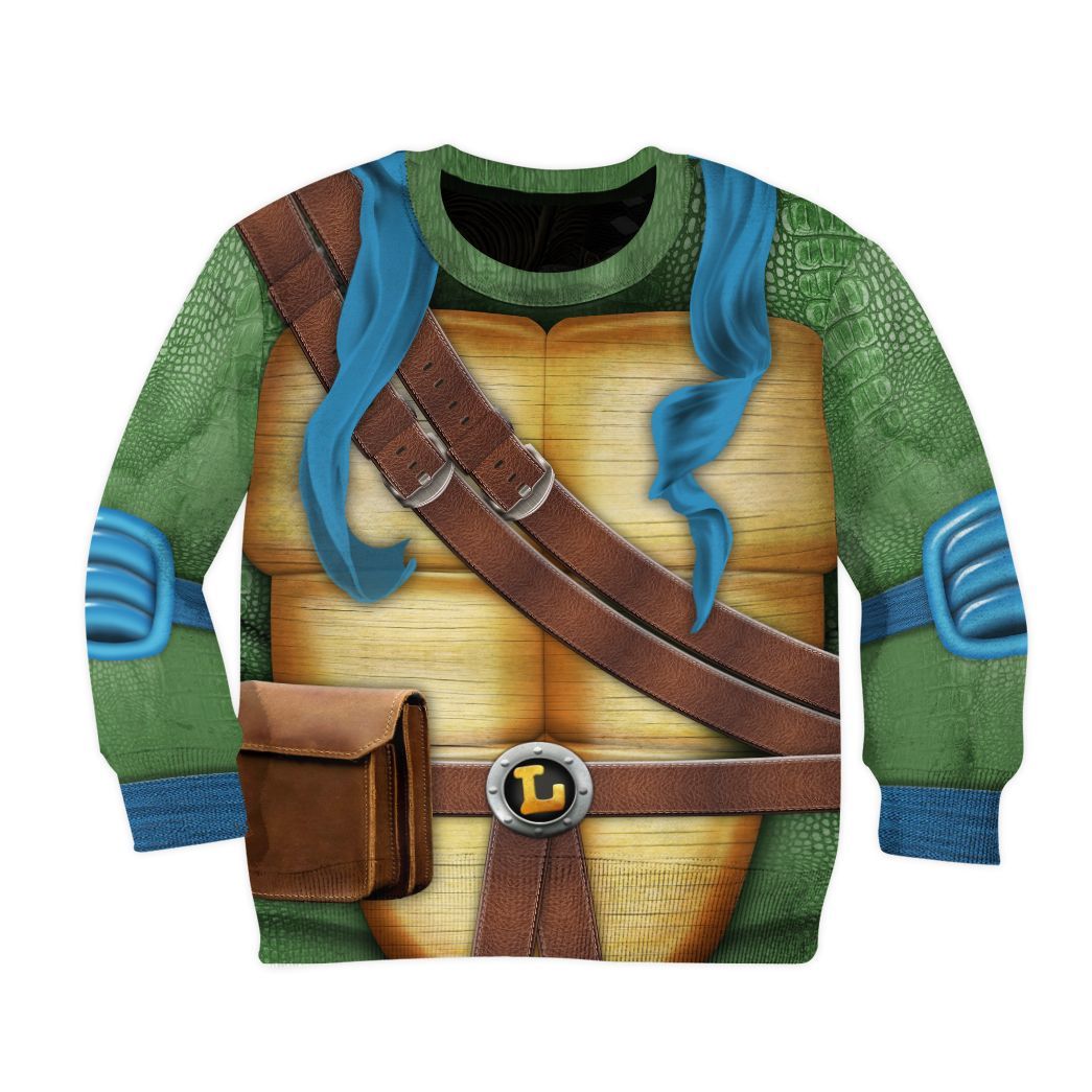Gearhuman 3D Leonardo TMNT Leo Cosplay Custom Kids CV07012 Kid 3D Apparel Kid Sweatshirt 2XS 