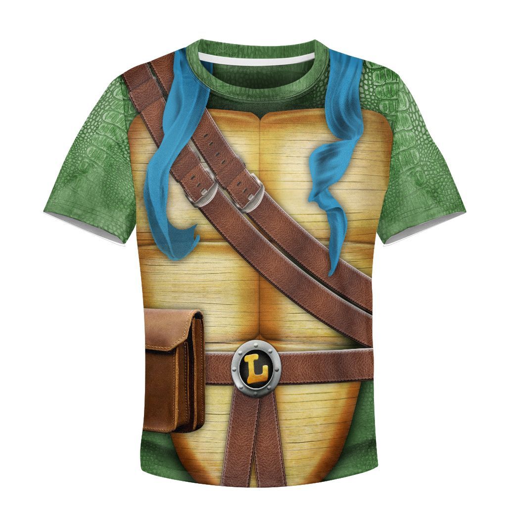 Gearhuman 3D Leonardo TMNT Leo Cosplay Custom Kids CV07012 Kid 3D Apparel Kid T-Shirt XS 